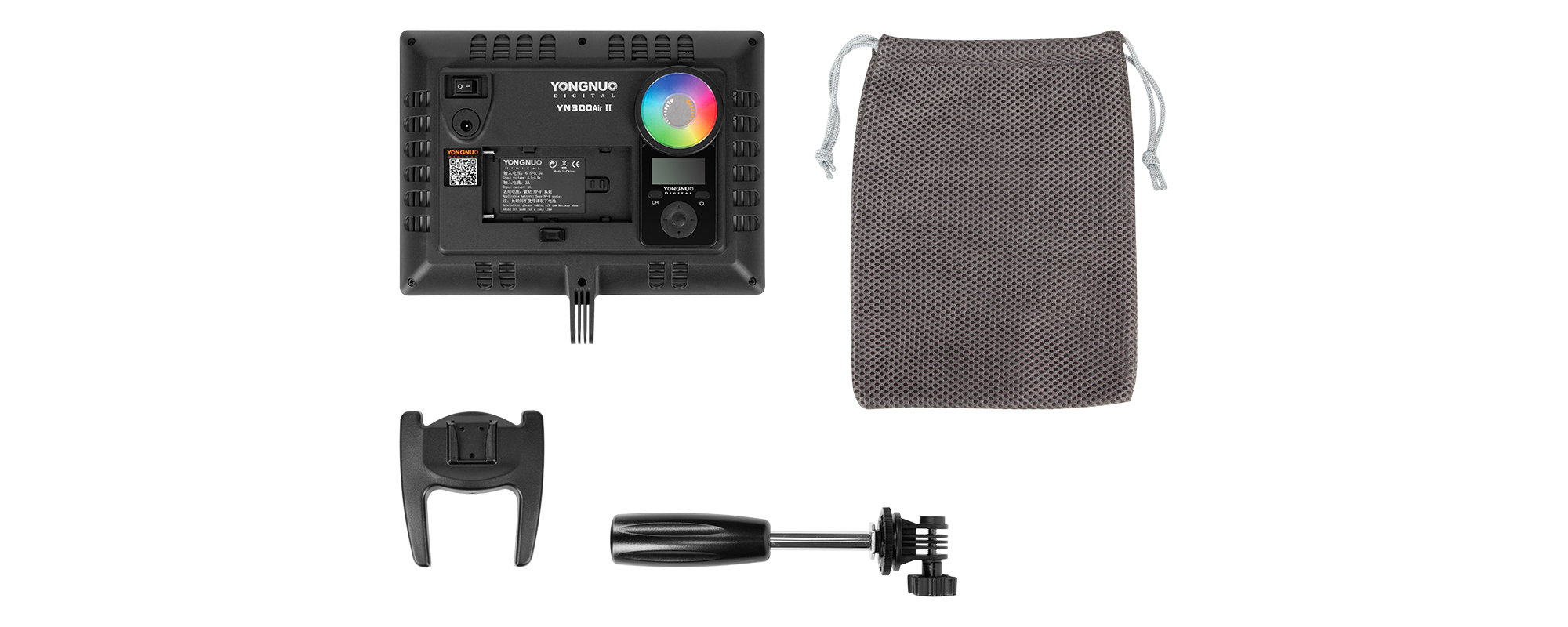Lampa LED Yongnuo YN300 Air II - RGB, WB (3200 K - 5600 K) - zawartość zestawu